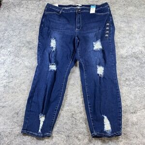 Rue 21 Jeans‎ Women's 24 Dark Wash Distressed Curvy High Rise Ultimate Stretch